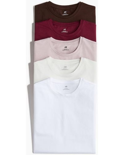 H&M 5er-Pack T-Shirts in Slim Fit - Lila