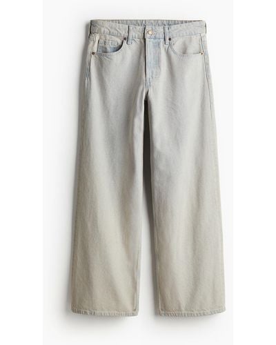 H&M Baggy Wide Low Jeans - Weiß