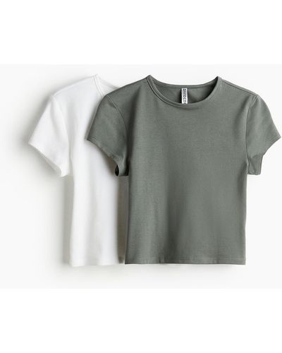 H&M 2er-Pack T-Shirts - Grau