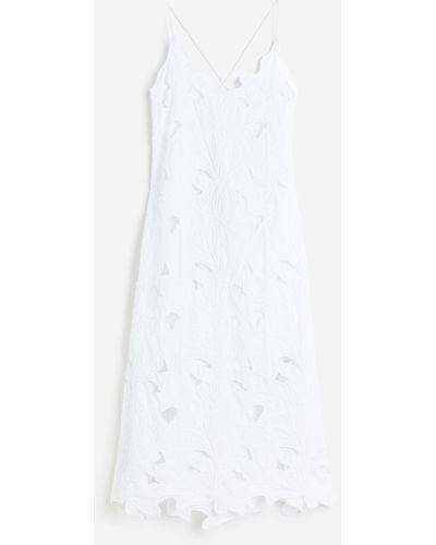 H&M Besticktes Kleid - Weiß
