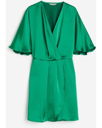 H&M Wickelkleid aus Satin - Grün