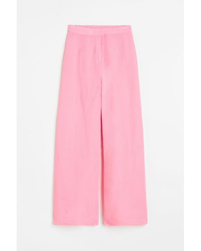 H&M Weite Hose aus Leinenmix - Pink