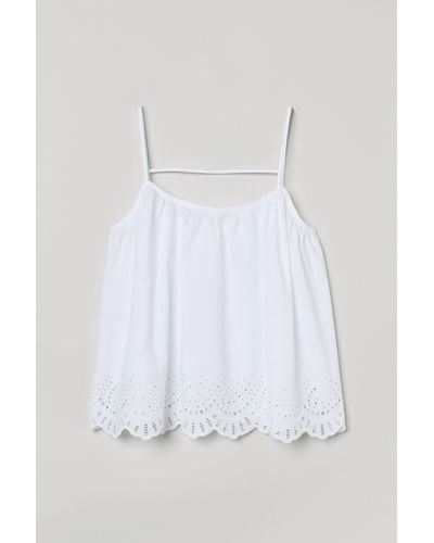 H&M Top Met Broderie Anglaise - Wit