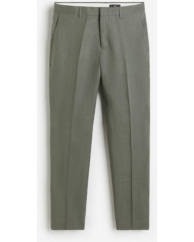 H&M Anzughose aus Leinen in Slim Fit - Grün