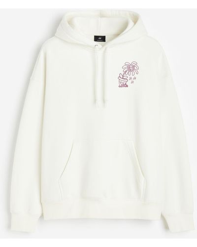 H&M Oversized Hoodie mit Motiv - Weiß