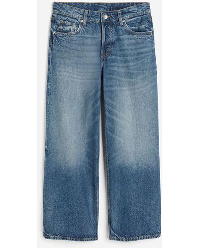 H&M Baggy Wide Low Ankle Jeans - Blauw