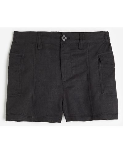 H&M Cargoshorts aus Leinenmix - Schwarz