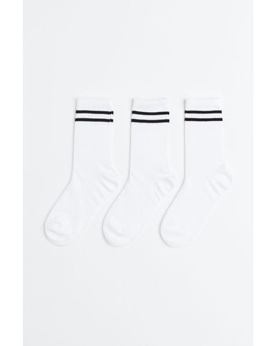 H&M Lot de 3 paires de chaussettes de sport DryMove - Blanc