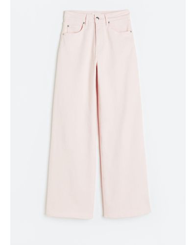 H&M Wide High Jeans - Roze