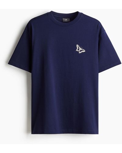 H&M T-shirt imprimé Loose Fit - Bleu
