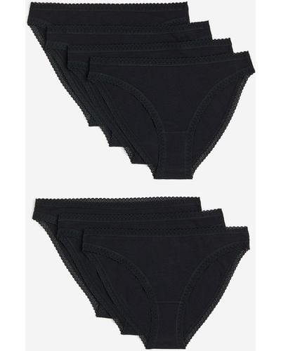 H&M Lot de 7 culottes Bikini en jersey de coton - Noir