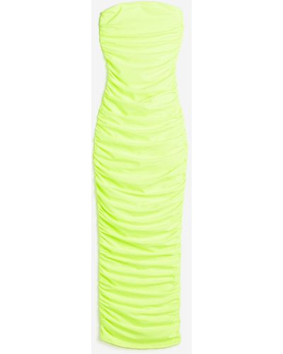 H&M Satin Ruched Tube Maxi Dress - Grün