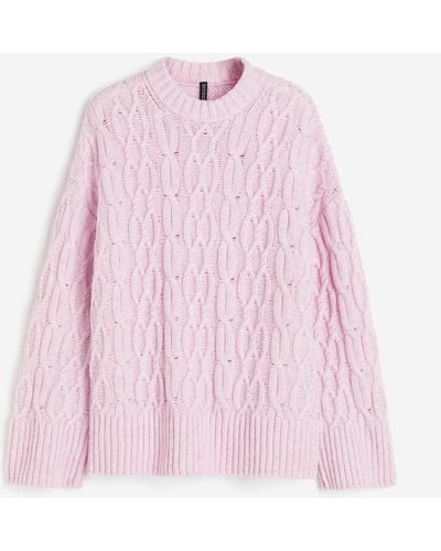 H&M Gebreide Kabeltrui - Roze