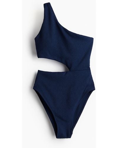 H&M Badeanzug mit wattierten Cups und High Leg - Blau