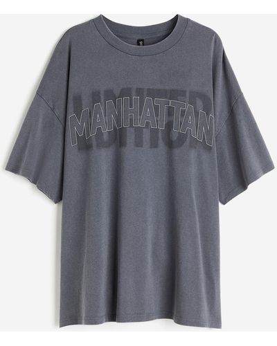 H&M Oversized T-shirt Met Motief - Grijs