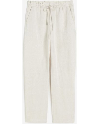 H&M Schmal zulaufende Hose aus Leinenmix - Weiß