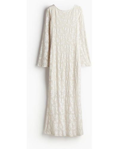 H&M Jacquardkleid mit Mermaid-Jupe - Weiß