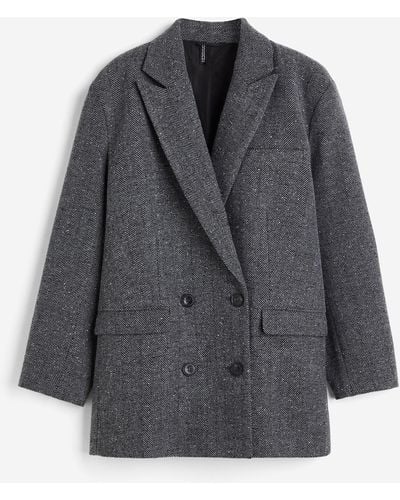 H&M Zweireihiger Blazer in Oversize-Passform - Grau