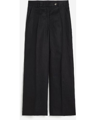 H&M Pantalon de tailleur en lin - Noir