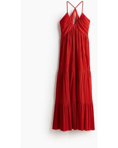 H&M Robe maxi plissée - Rouge
