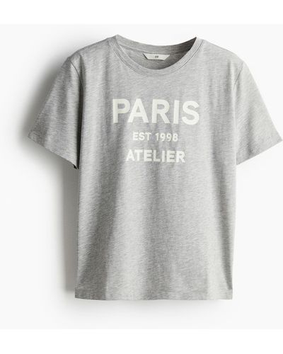 H&M T-Shirt aus Baumwolle - Grau
