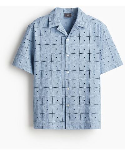 H&M Freizeithemd mit Struktur in Regular Fit - Blau