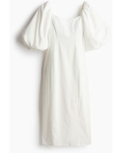 H&M Kleid mit Ballonärmeln - Weiß