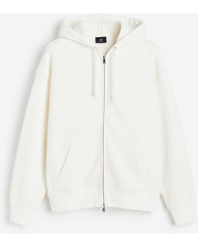 H&M Oversized Hoodiejacke mit Zipper - Weiß