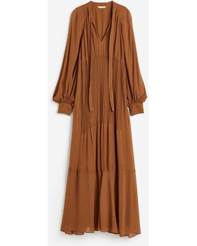 H&M Maxi-jurk Met Strikbandjes - Bruin