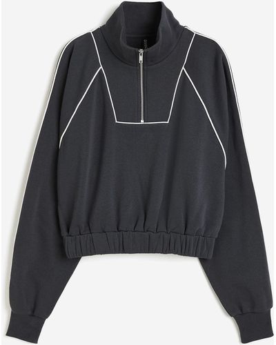 H&M Oversized Sweatshirt mit Zipper - Schwarz