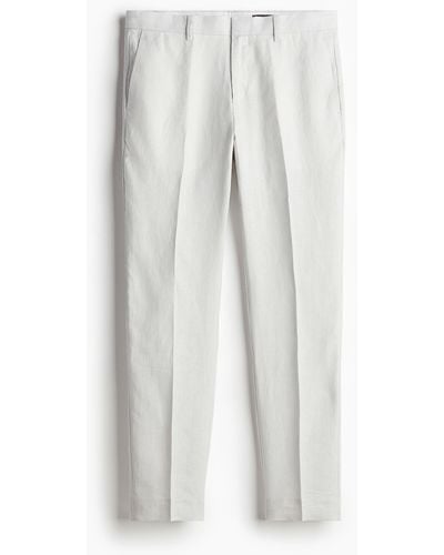 H&M Anzughose aus Leinen in Slim Fit - Weiß