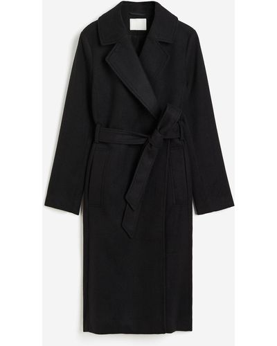 H&M Manteau avec ceinture à nouer - Noir