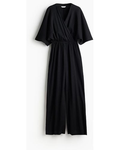 H&M Jumpsuit aus Crinkle-Jersey - Schwarz