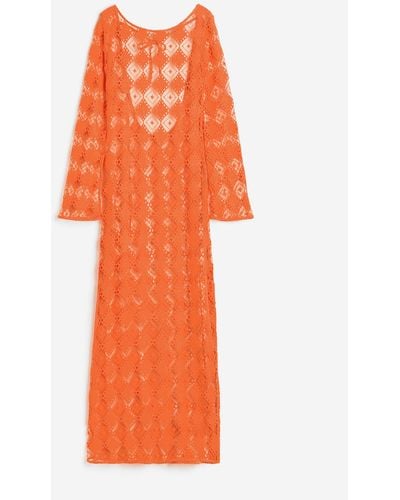 H&M Rückenfreies Kleid im Häkellook - Orange