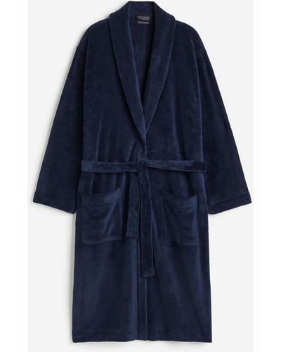 H&M Bademantel aus Fleece - Blau