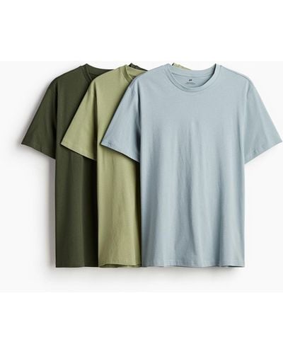 H&M 3er-Pack T-Shirts in Regular Fit - Blau