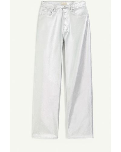 H&M Coated Straight Regular Jeans - Blanc