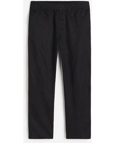 H&M Pantalon en lin Regular Fit - Noir