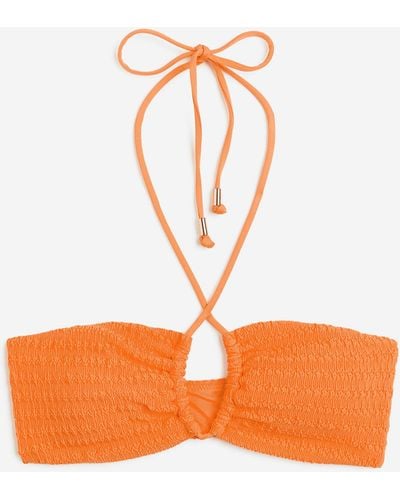 H&M Wattiertes Bandeau-Bikinitop - Orange