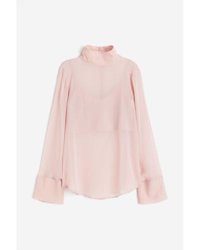 H&M Zarte Bluse mit Stehkragen - Pink