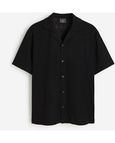 H&M Freizeithemd aus Spitze in Regular Fit - Schwarz