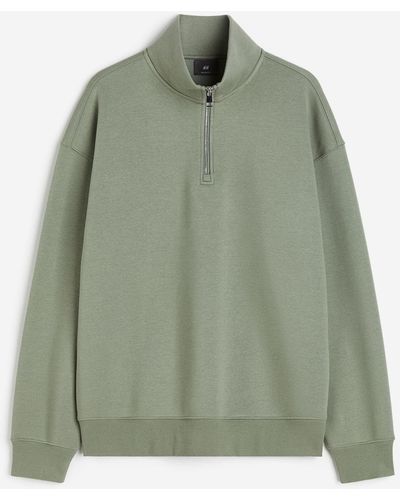 H&M Sweatshirt mit Zipper Relaxed Fit - Grün
