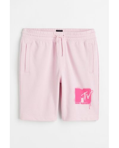 H&M Sweatshorts mit Print Regular Fit - Pink