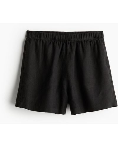 H&M Pull-on-Shorts aus Leinen - Schwarz