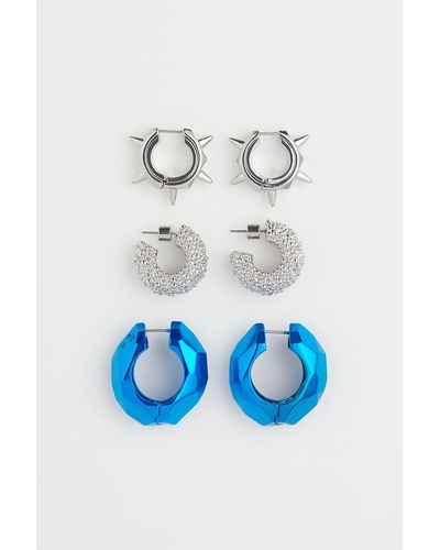 H&M 3 Paar Messing Oorbellen - Blauw
