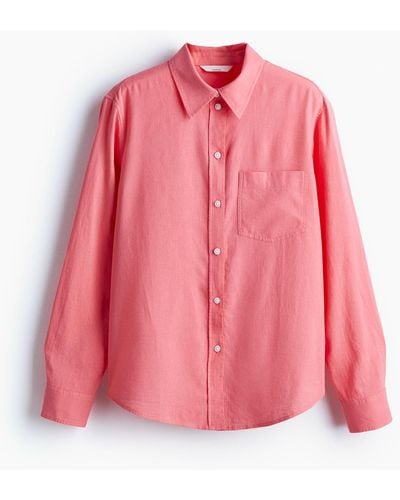 H&M Hemdbluse aus Leinenmix - Pink