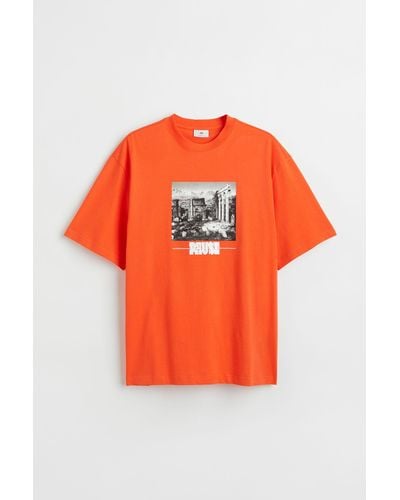 H&M Baumwoll-T-Shirt Relaxed Fit - Orange