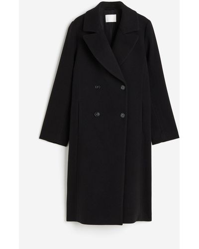 H&M Zweireihiger Mantel - Schwarz