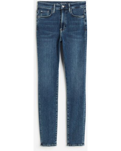 H&M True To You Skinny Ultra High Ankle Jeans - Blau