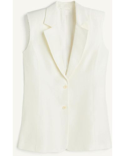 H&M Mouwloze Blazer Van Linnenmix - Wit